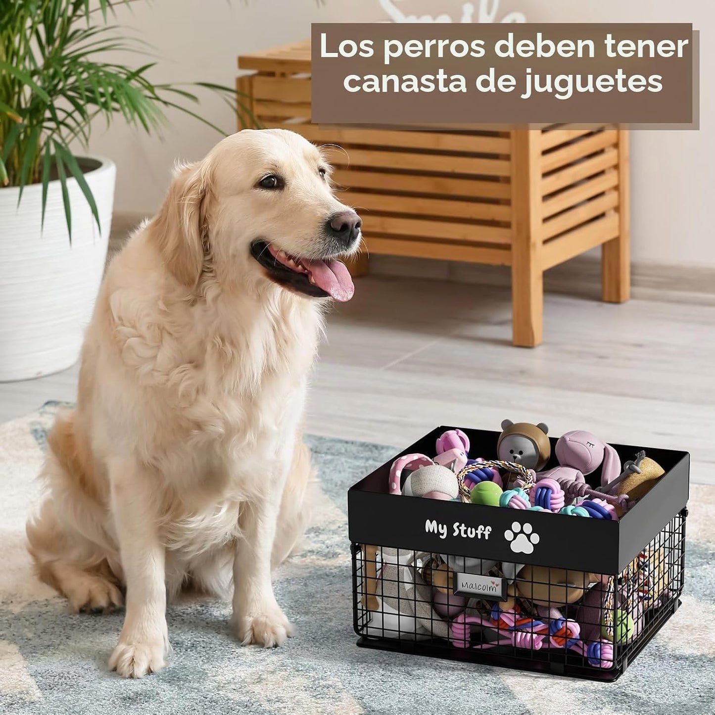qeerable Cesta de juguetes para perros \u2013 Caja de juguetes gran...