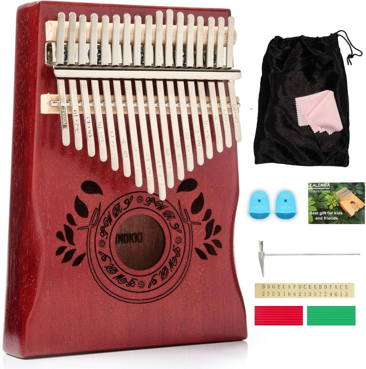 UNOKKI Piano de pulgar Kalimba de 17 teclas, relleno de calcetines...
