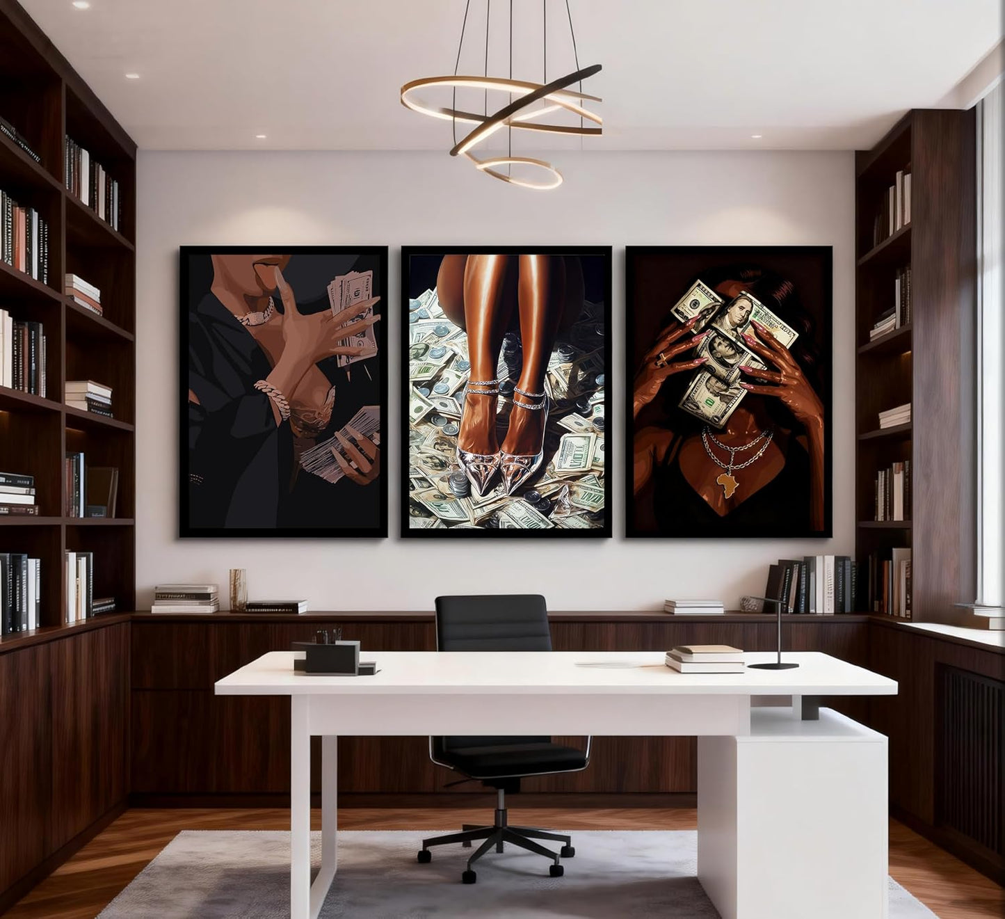 Arte de pared con marco de madera para mujer afroamericana, decorac...