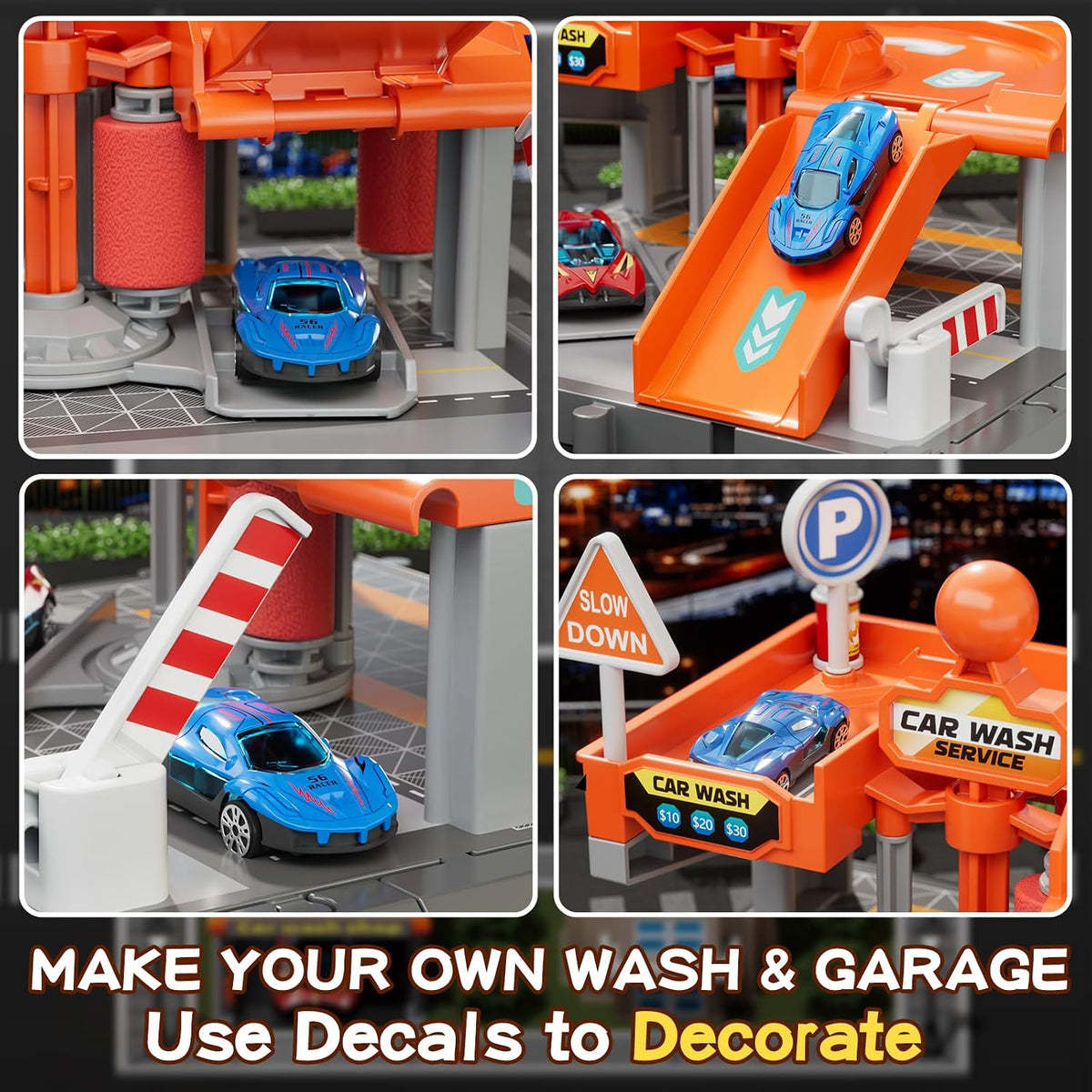 KIZONLY Juegos de autos de juguete, lavado de autos de juguete para...