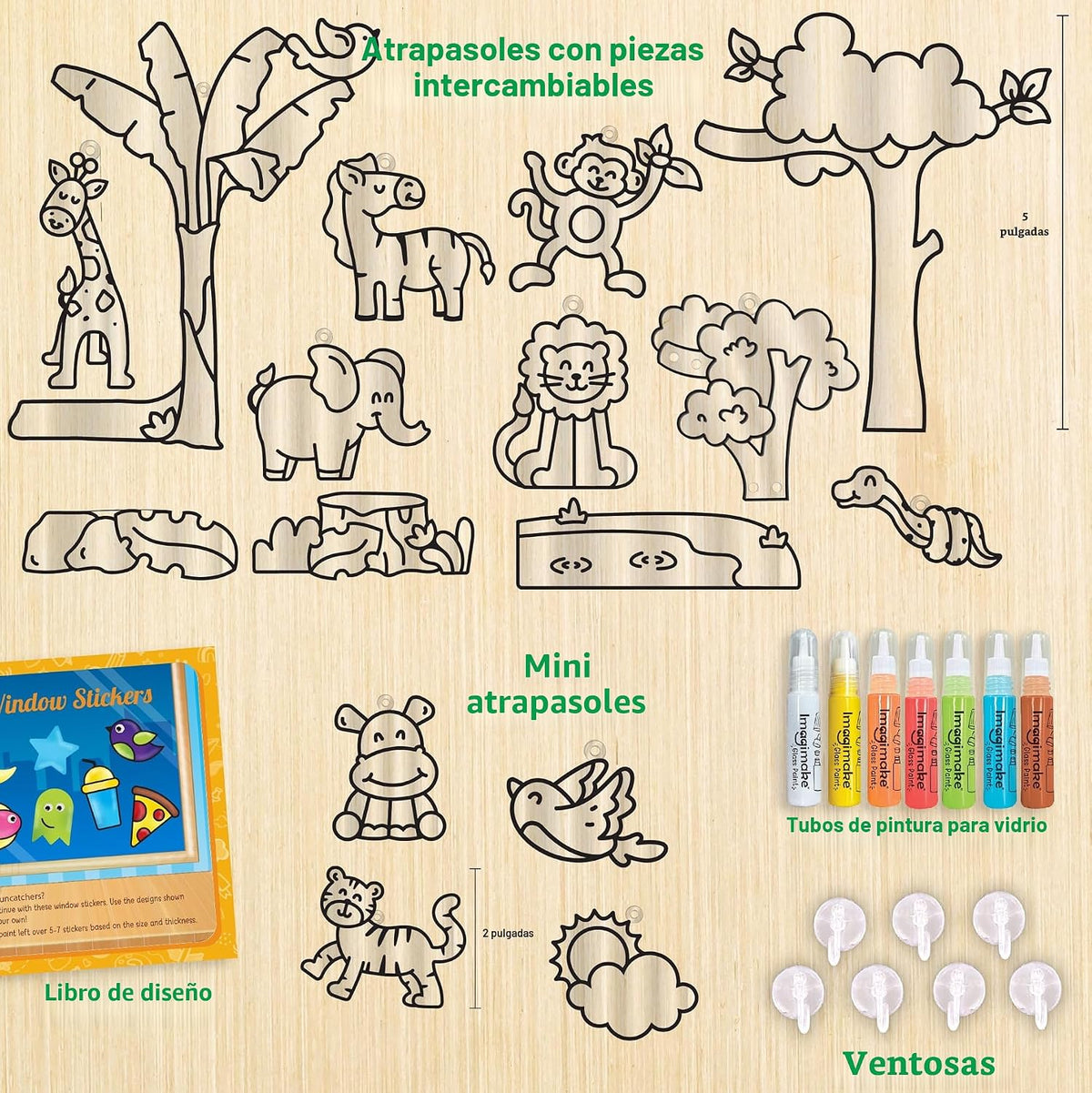 Imagimake Arte de ventana - Jungle, kit de atrapasoles de 16 piezas...