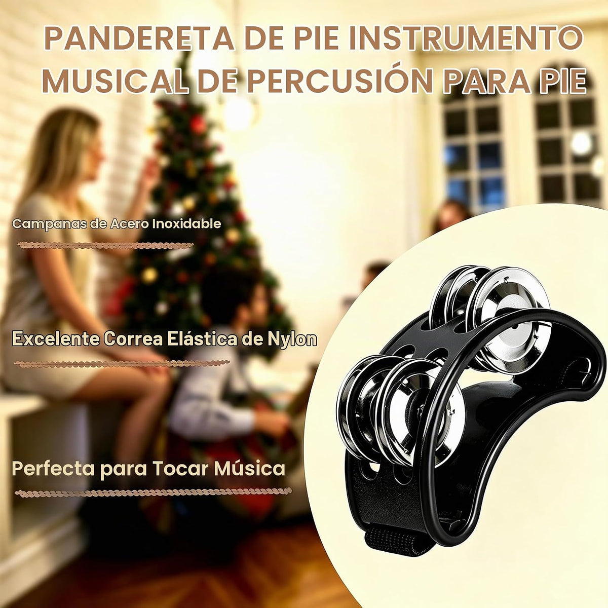 Panderetas para adultos, instrumento de percusión agitador, palos d...