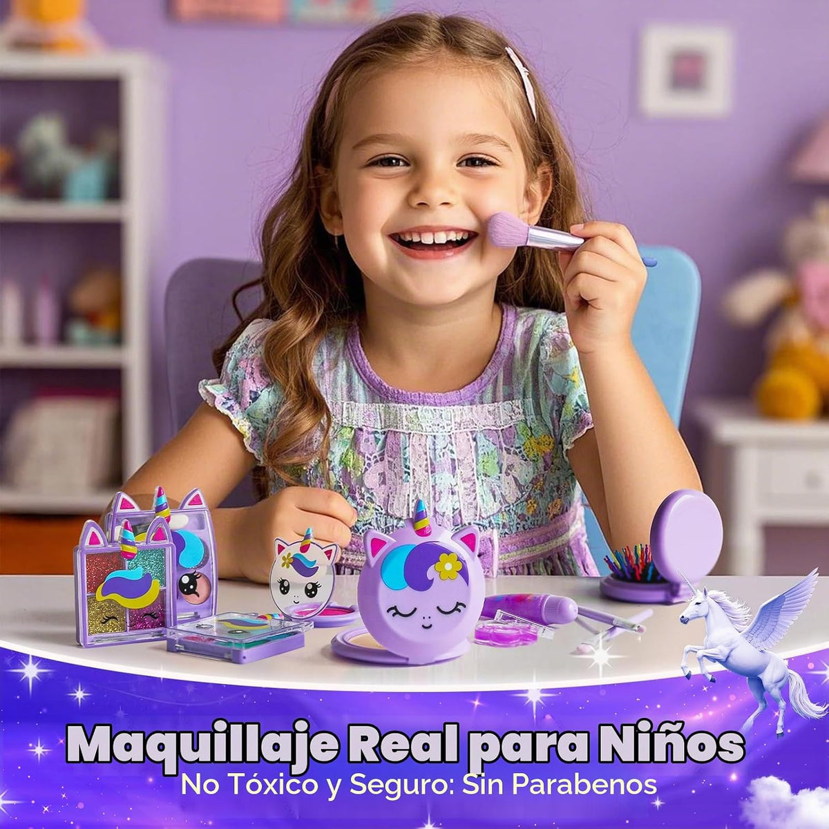 ULOVEME Kit de Maquillaje Real para Niñas Pequeñas - Maquillaje Rea...