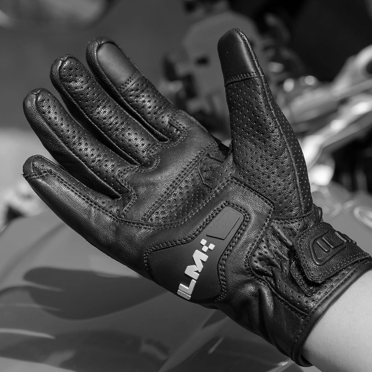 ILM Guantes de Cuero de Piel de Cabra para Motocicleta y Moto Depor...