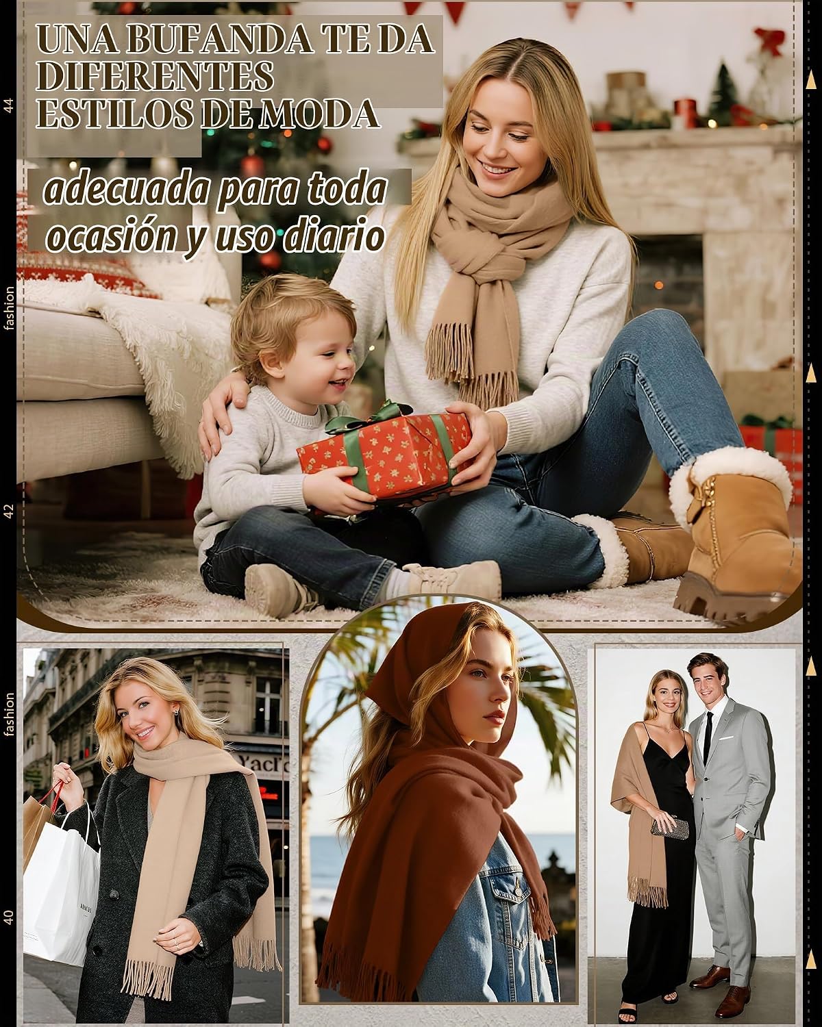 Oakgarden Paquete de 3 bufandas de invierno para mujer, bufandas cá...
