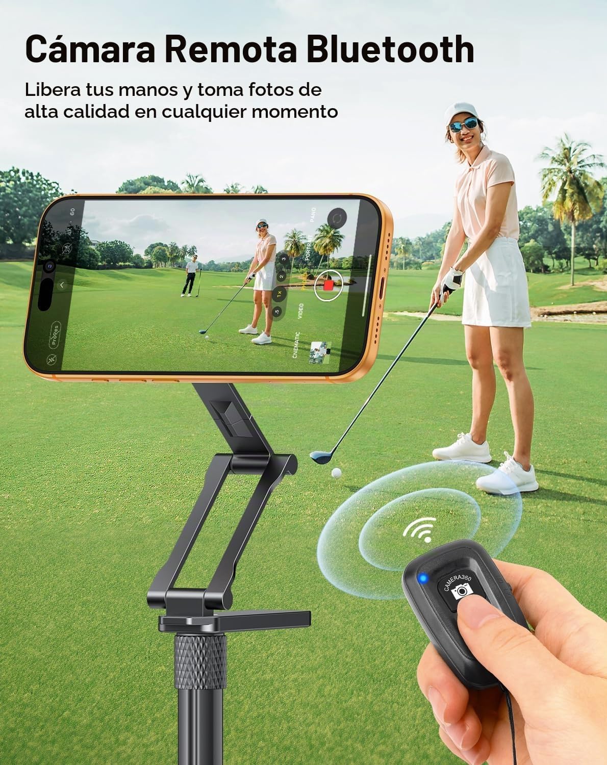 OMOTON CV08-B1 Trípode de golf y monopie, kit Pro 5 en 1 (soporte m...
