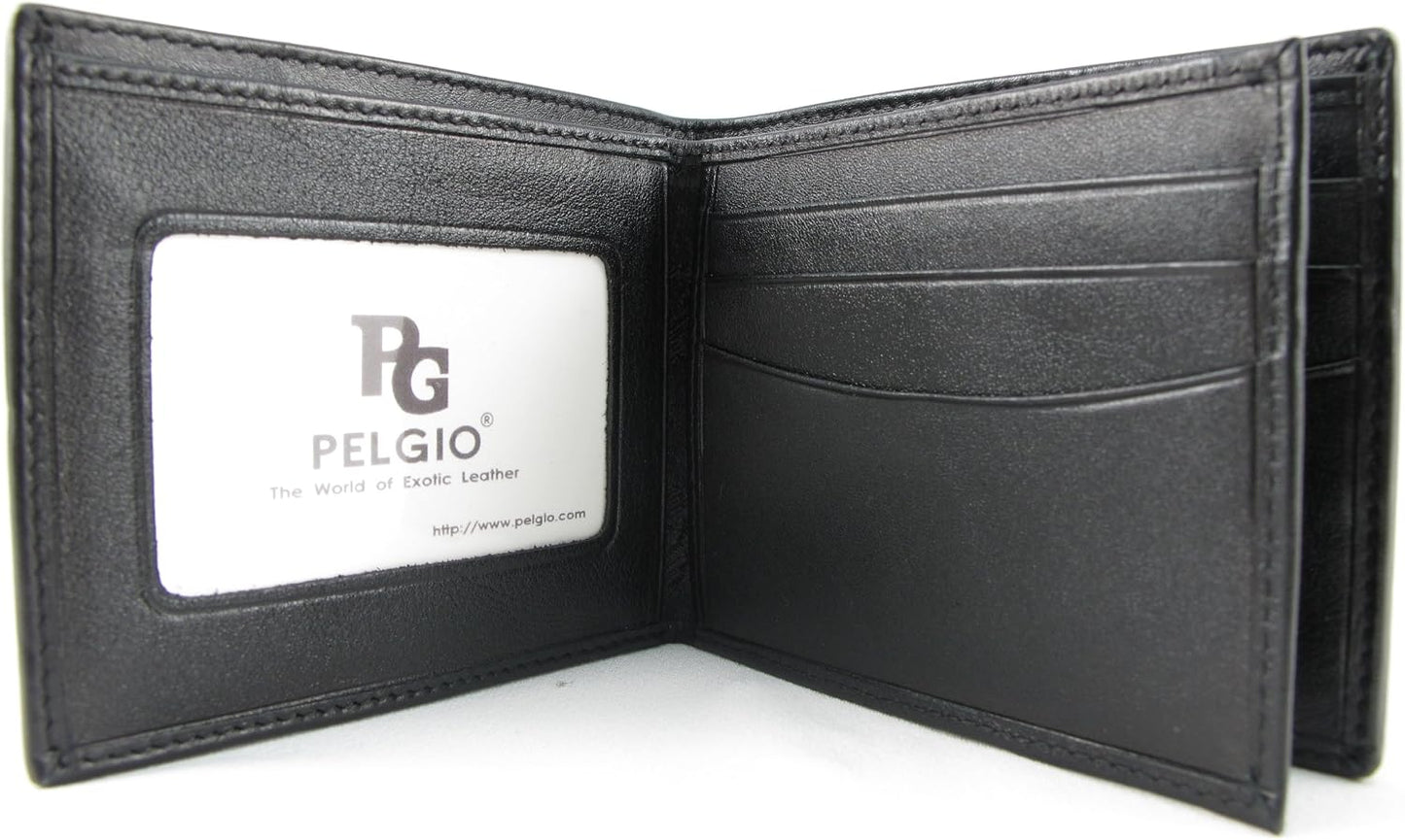 Pelgio Genuino Pulido Stingray Shagreen Piel Cuero Bifold Wallet (n...