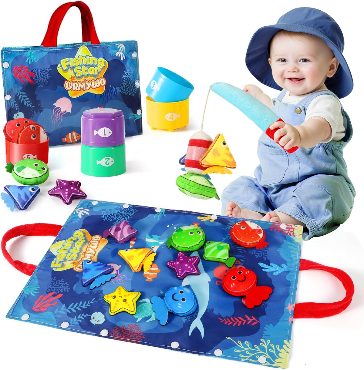 Juguetes Montessori para niños de 1 año \u2013 Juego de pesca de te...