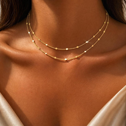 Warshion Collares chapados en oro de 14 quilates para mujer, gargan...