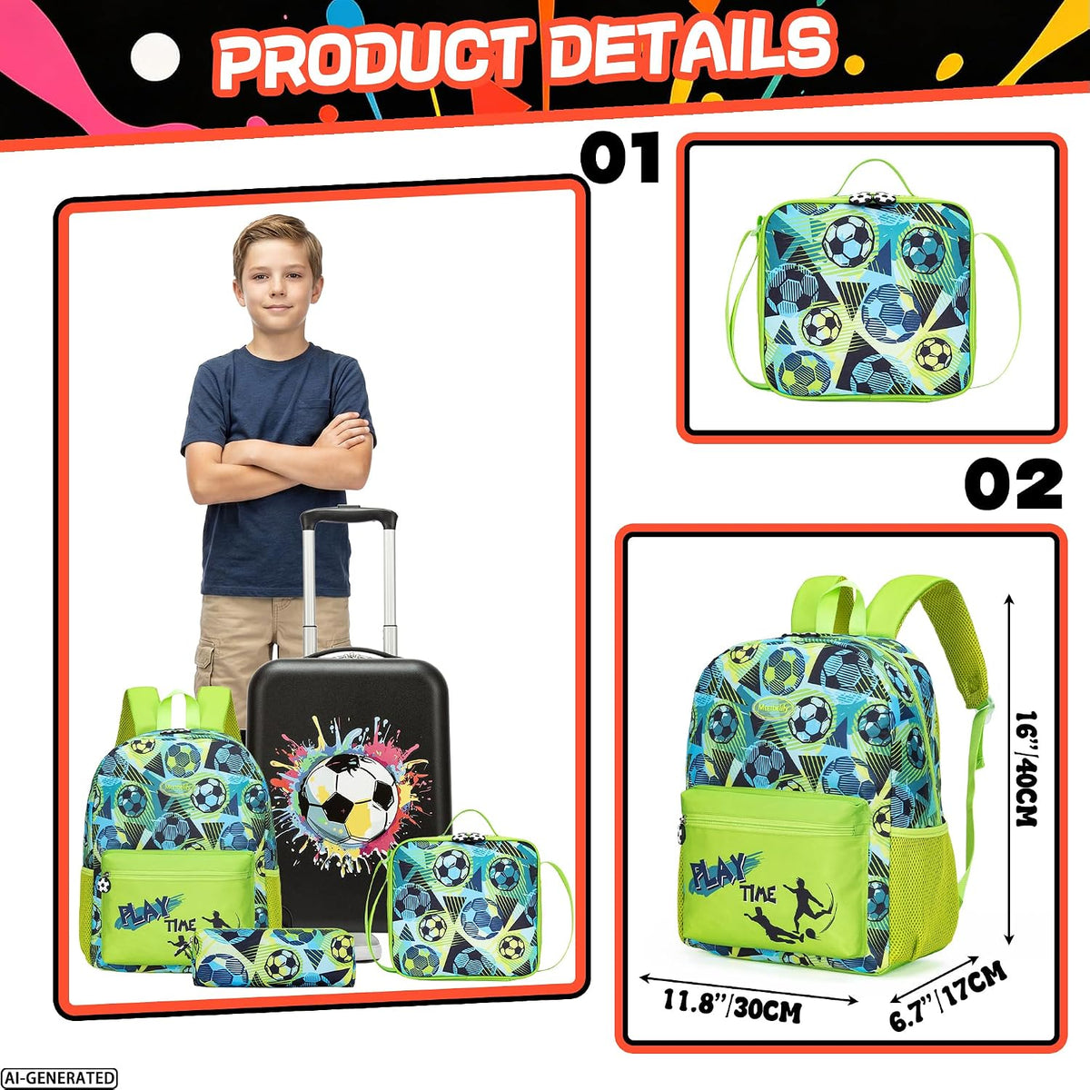 Homskiii Juego de maletas para niños, 5 piezas, equipaje rígido de...