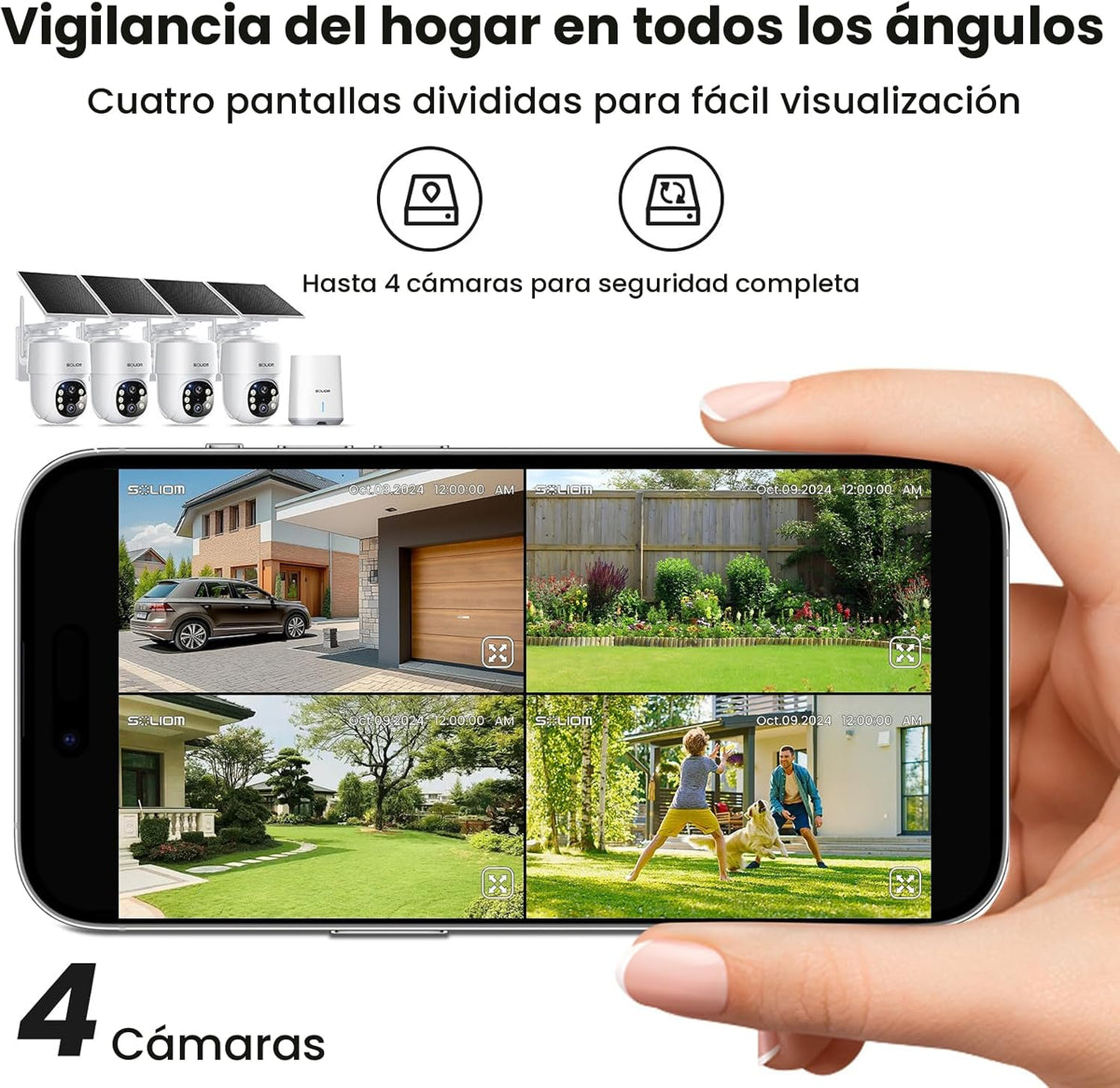 SOLIOM Cámaras de seguridad de 5MP inalámbricas para exteriores, si...