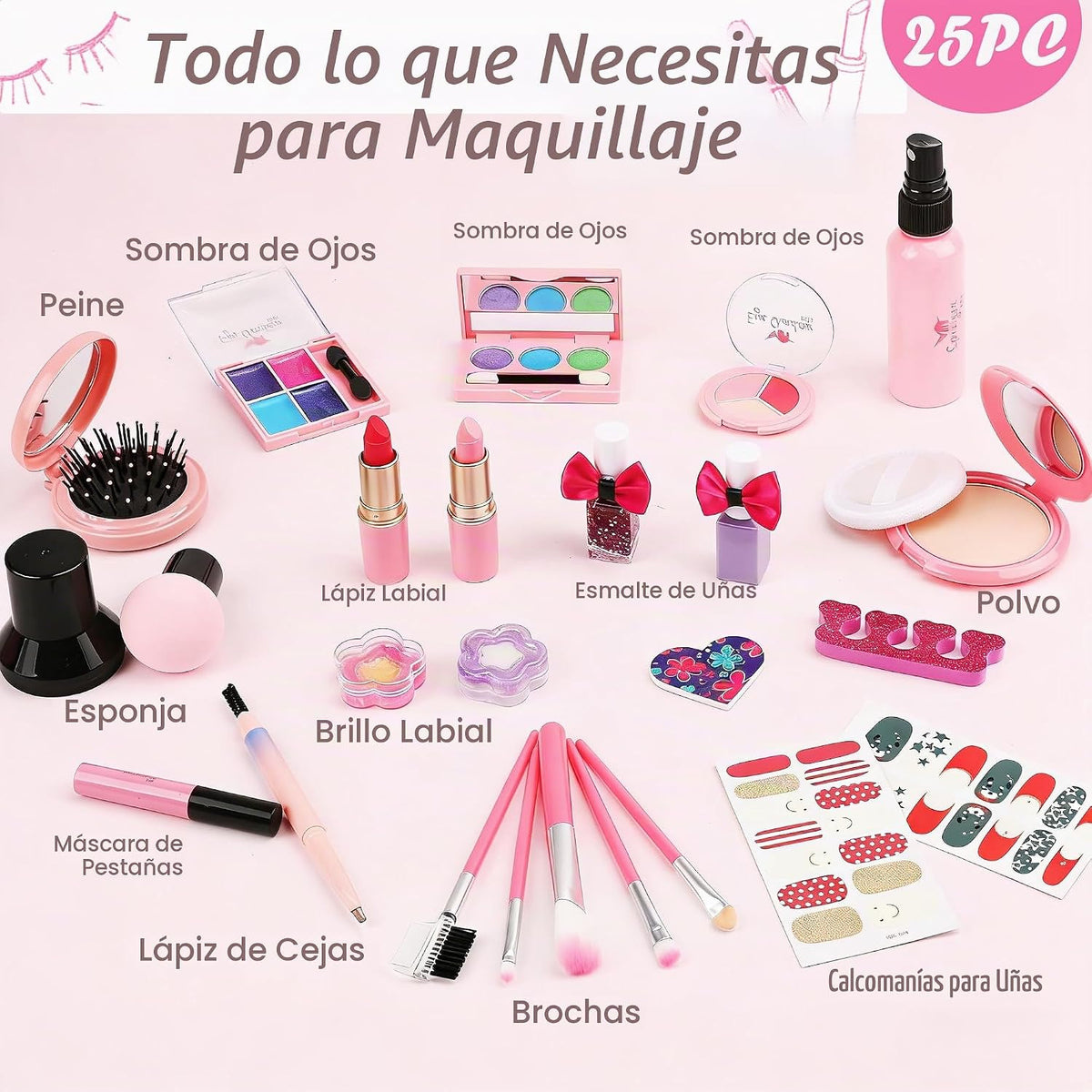 For Ideahome Juguetes de maquillaje lavables para niñas, juego de m...