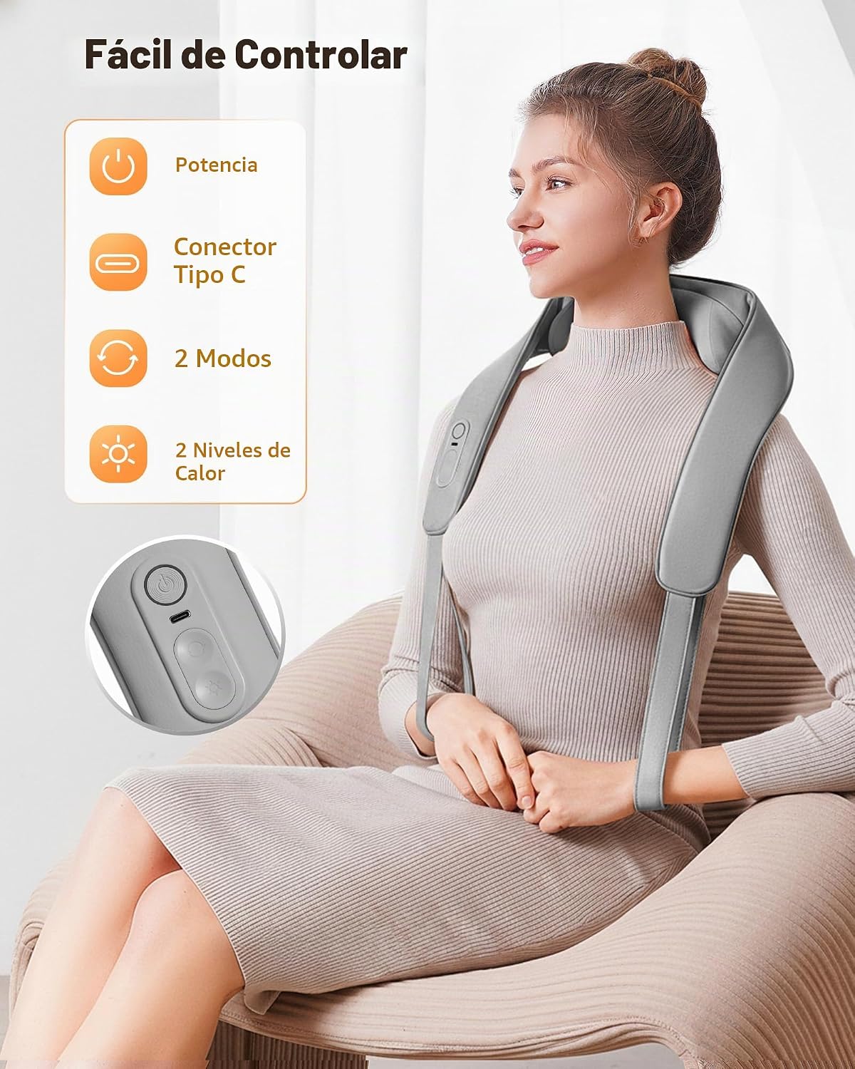 KNQZE Masajeador de cuello inalámbrico para aliviar el dolor de tej...