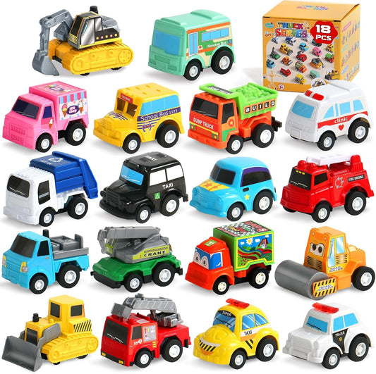 Fajiabao - 18 autos de juguete para niños pequeños | Juego de mini...