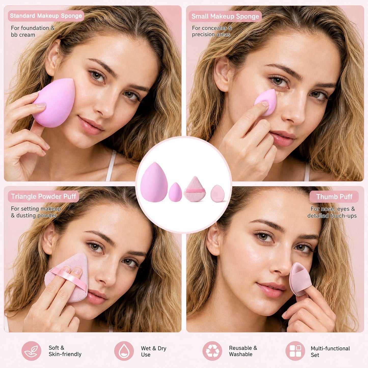 HGHDBT Juego de 70 brochas de maquillaje rosadas, kit de maquillaje...