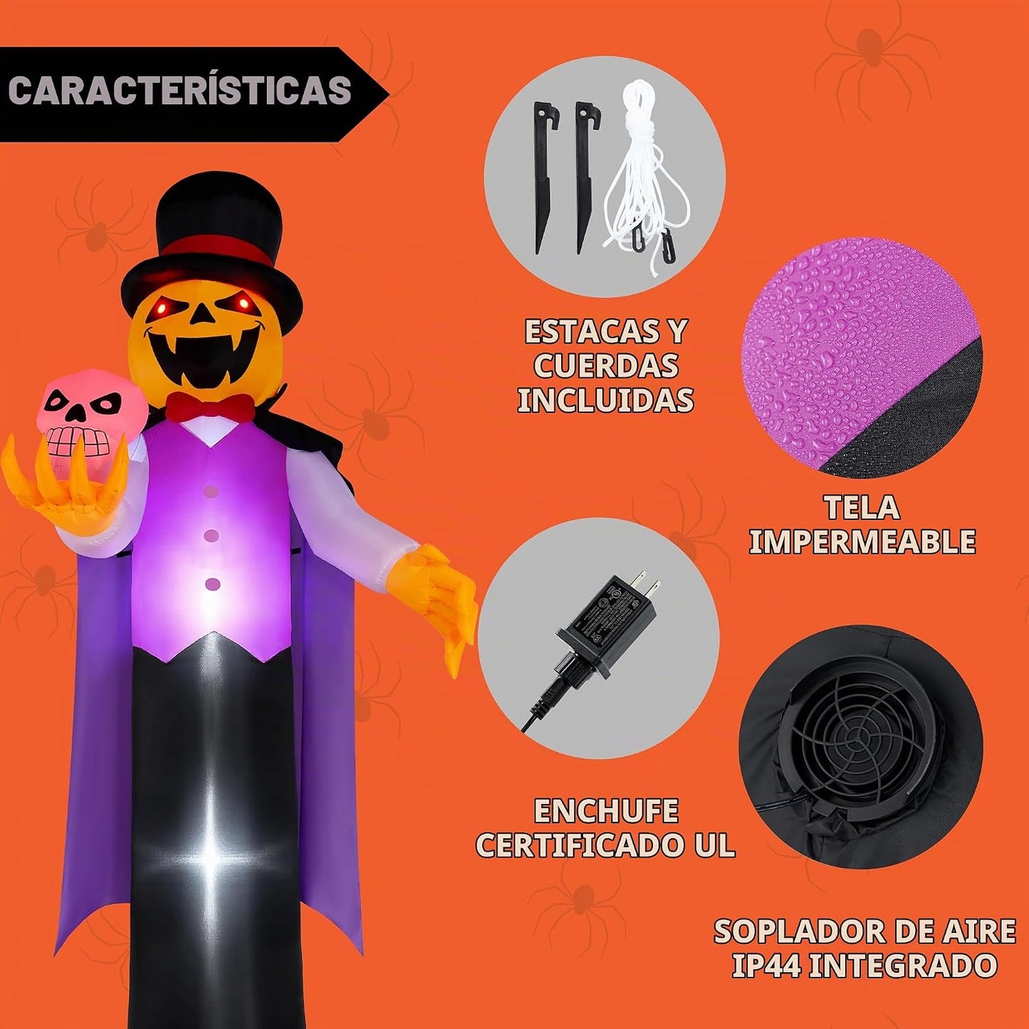Joiedomi Calabaza inflable gigante de Halloween de 12 pies, vampiro...