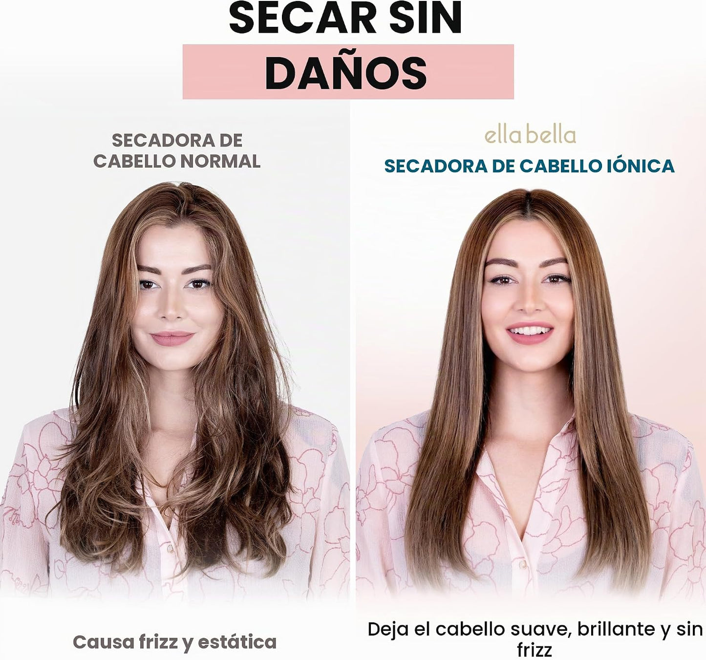 ELLA BELLA® - Secador de pelo iónico profesional con difusor \u2022...