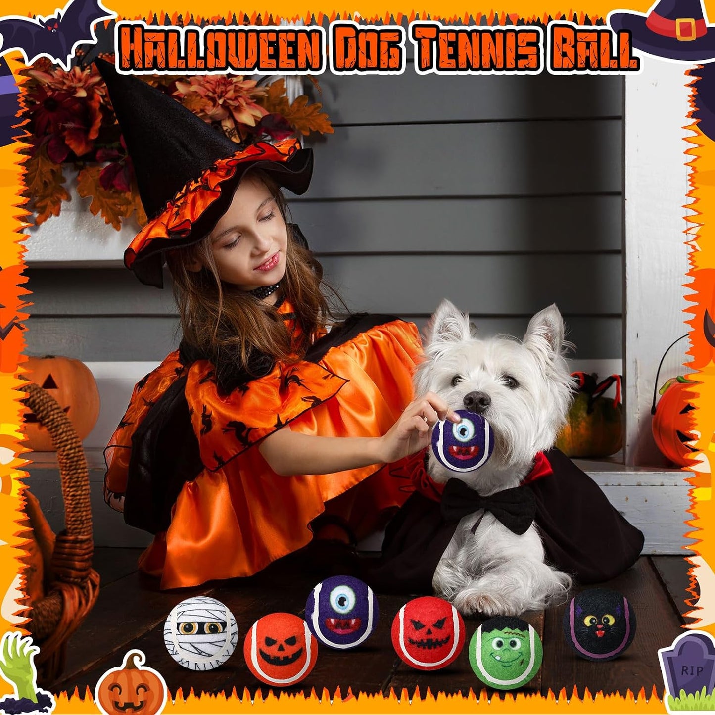 Civaner 18 juguetes de Halloween para perros a granel, pelotas de t...