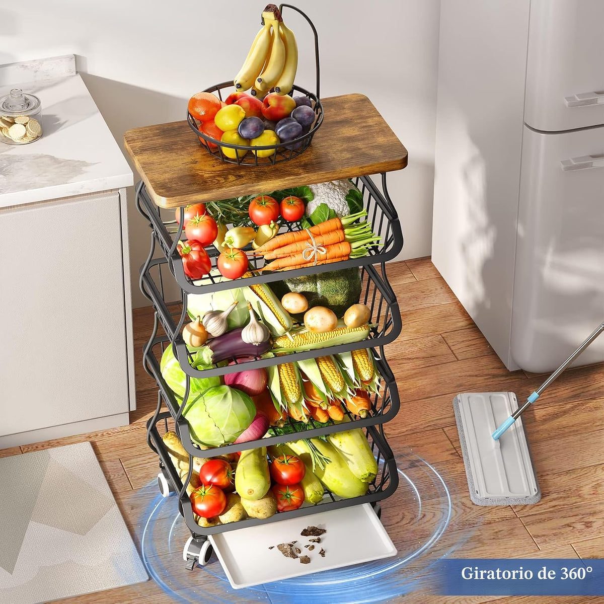 SAYZH Cesta de Frutas Organizadores y Almacenamiento de Despensa de...