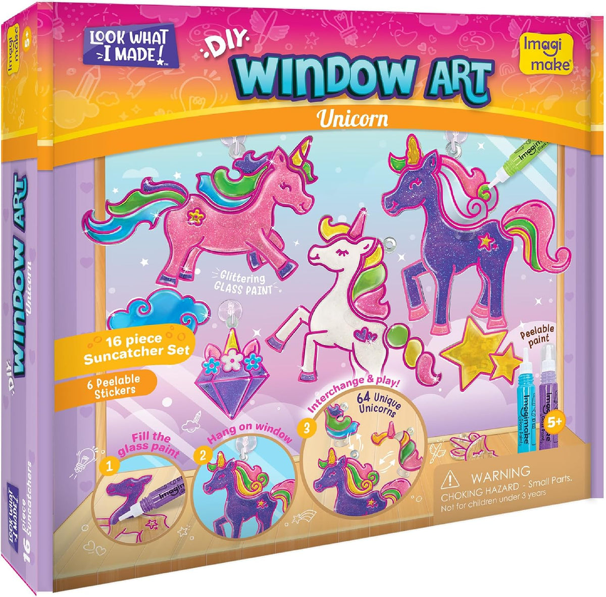 Imagimake Arte de ventana - Unicornio, kit de atrapasoles de 16 pie...