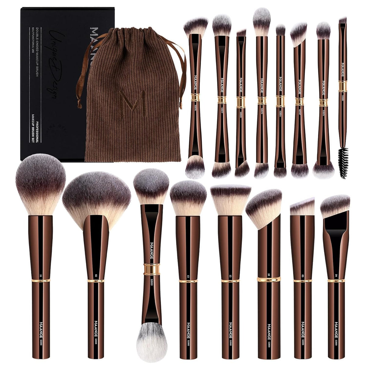 MAANGE Juego de 16 brochas de maquillaje profesionales para base, p...