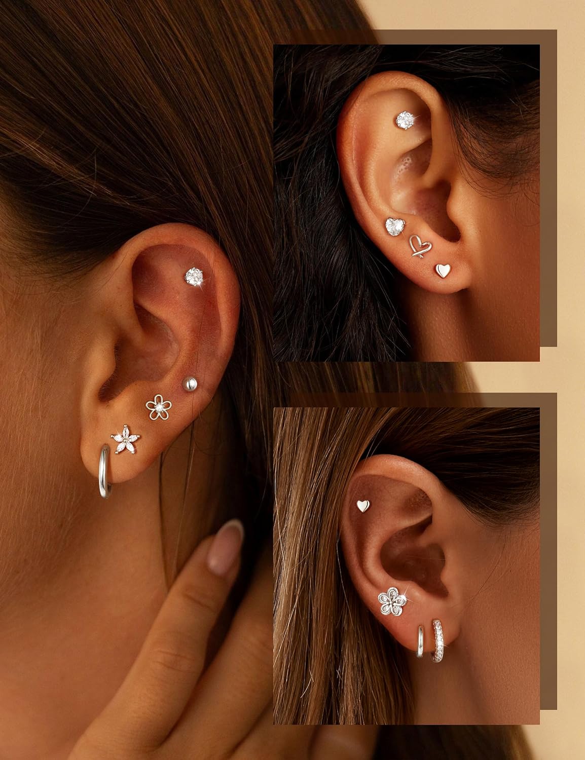 Aretes de tuerca hipoalergénicos de oro para mujeres y niñas - Jueg...