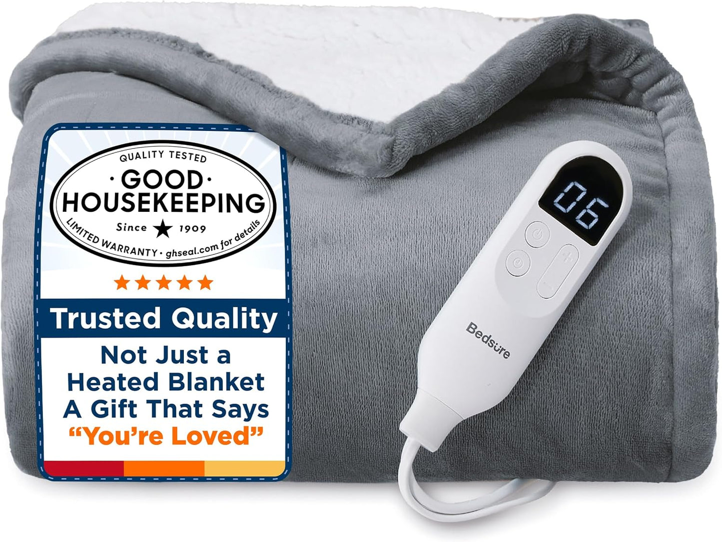 Bedsure Manta térmica con función de precalentamiento, manta eléctr...
