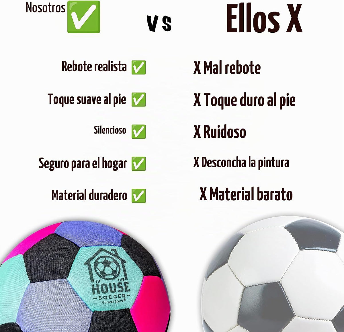 U Scored Sports in The House - Balón de fútbol acolchado tamaño 4 p...