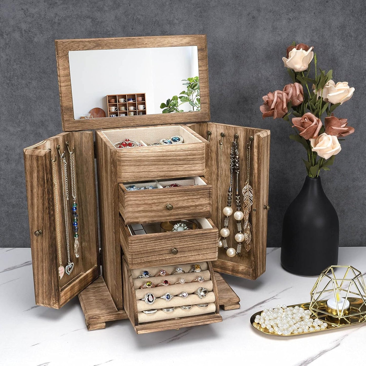 Emfogo - Joyero para mujer, cajas de joyería y organizadores de mad...