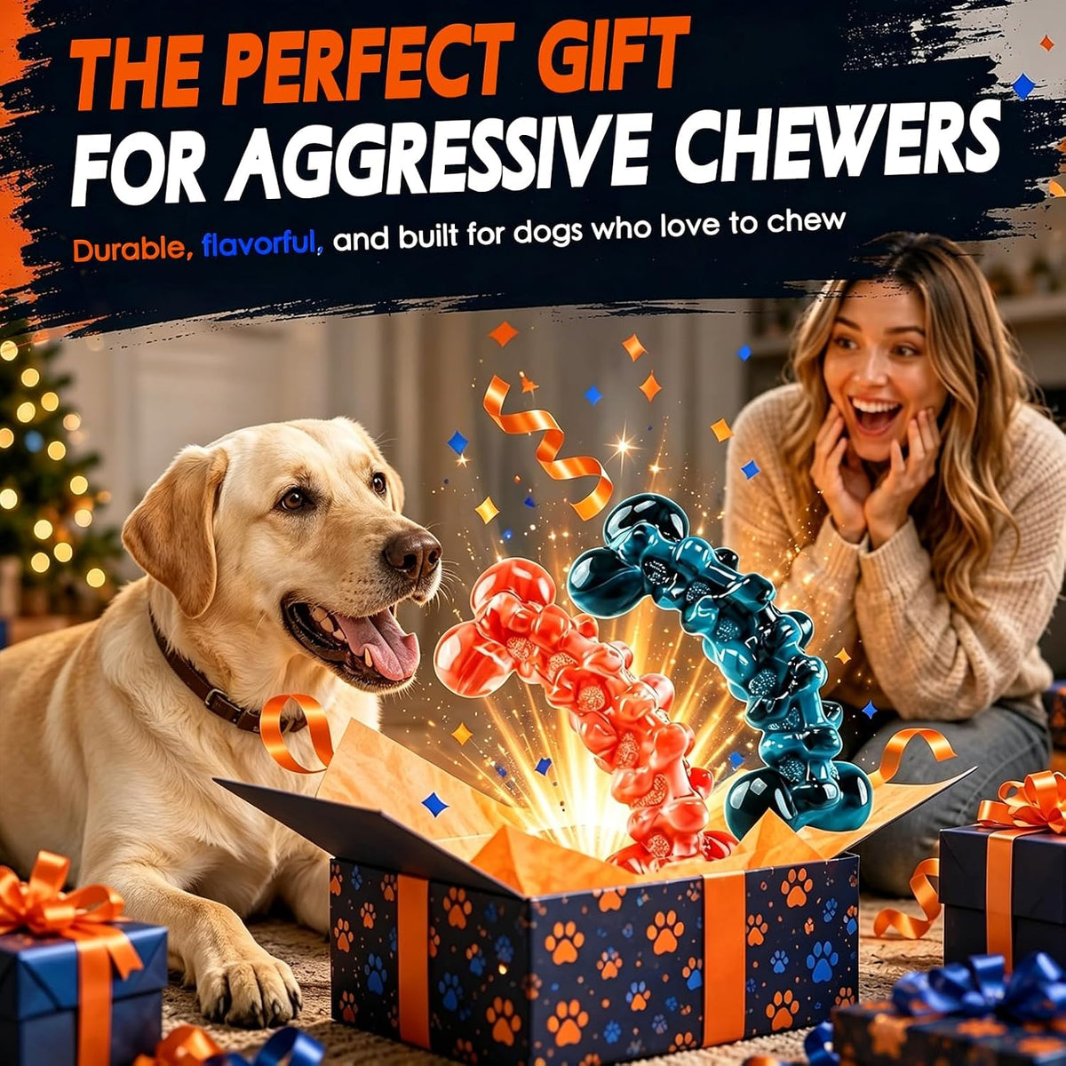 WOWBALA Juguetes para perros para masticadores agresivos, juguete |...