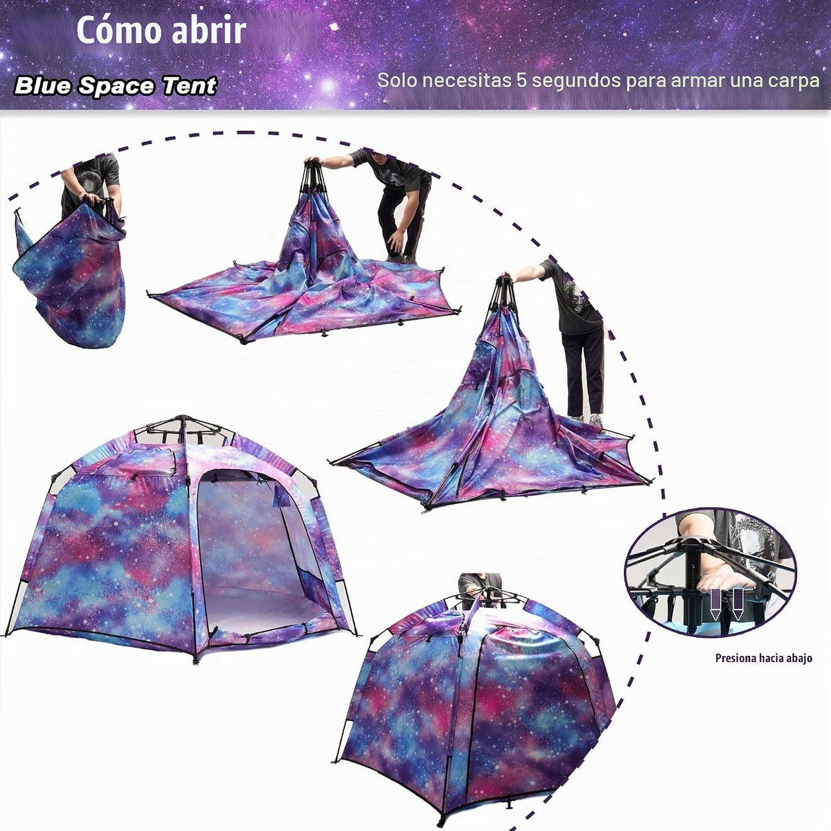 Tienda de campaña hexagonal portátil para niños con tira de luces L...
