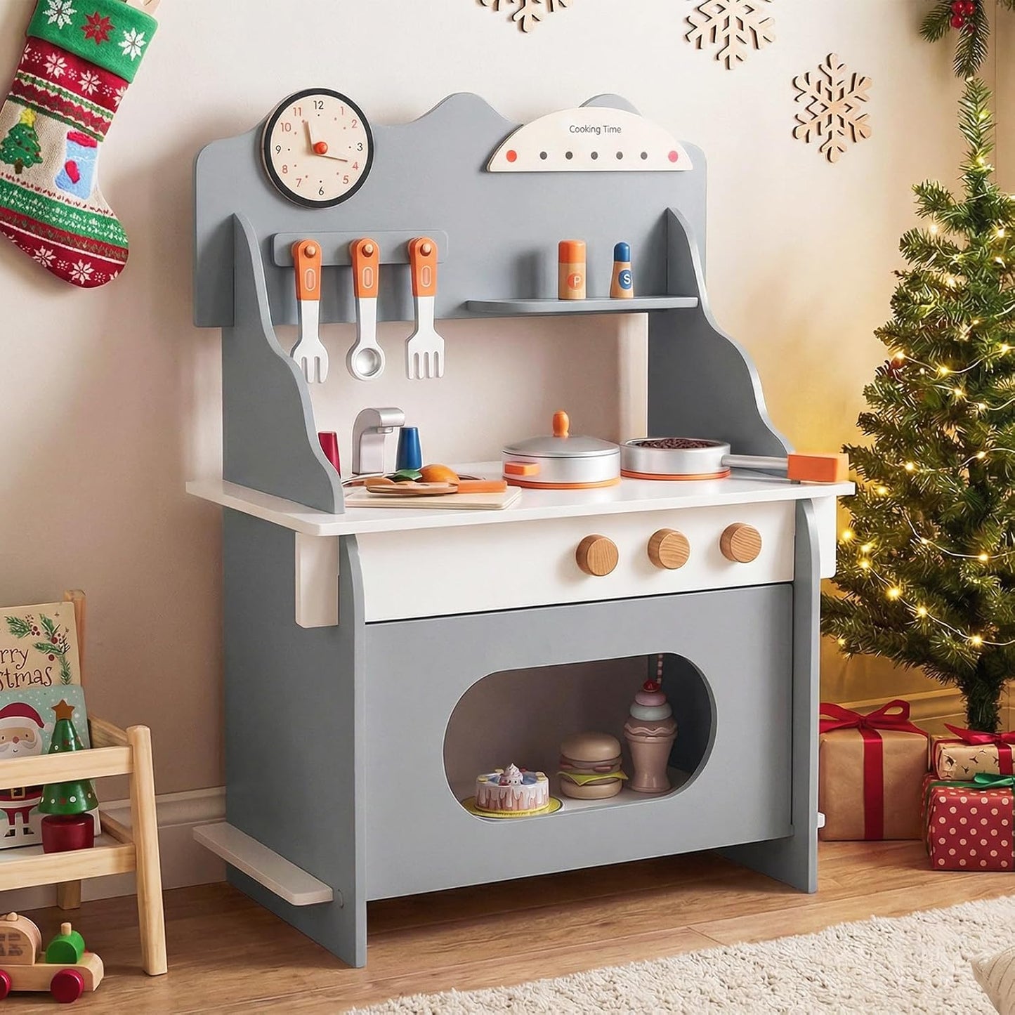 Costzon Juego de cocina para niños, juguete de madera con grifo de...