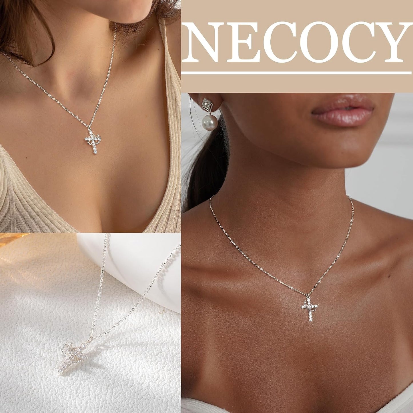 NECOCY Regalos de Pascua, collares mejorados con cruz de corona par...