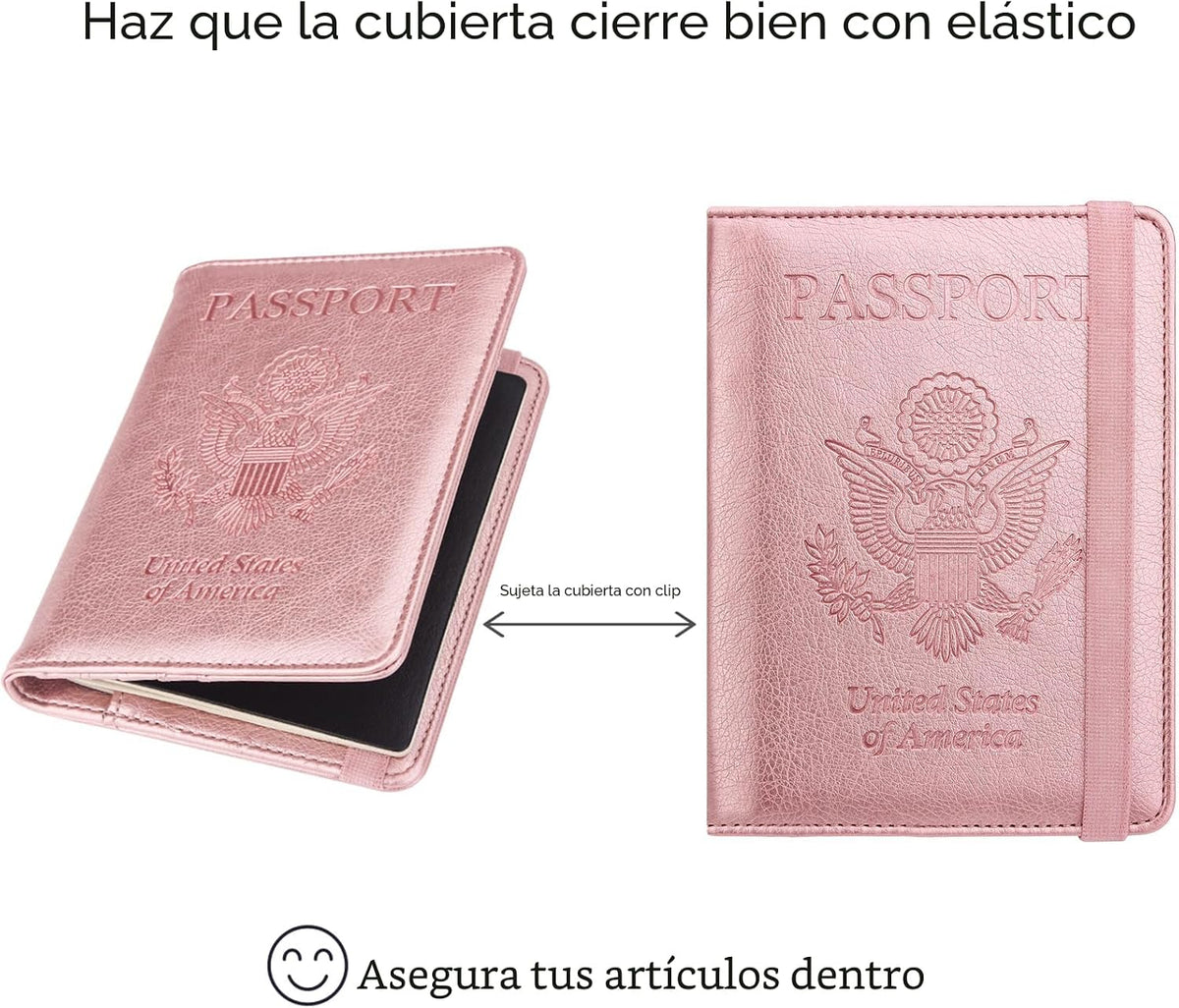 Walnew RFID - Funda para pasaporte, E-oro rosa), PASSPORT-1 | Funda...