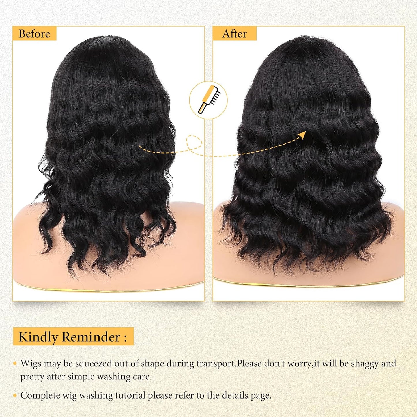 WIGNEE - Peluca de cabello humano virgen con fleco, peluca suelta d...