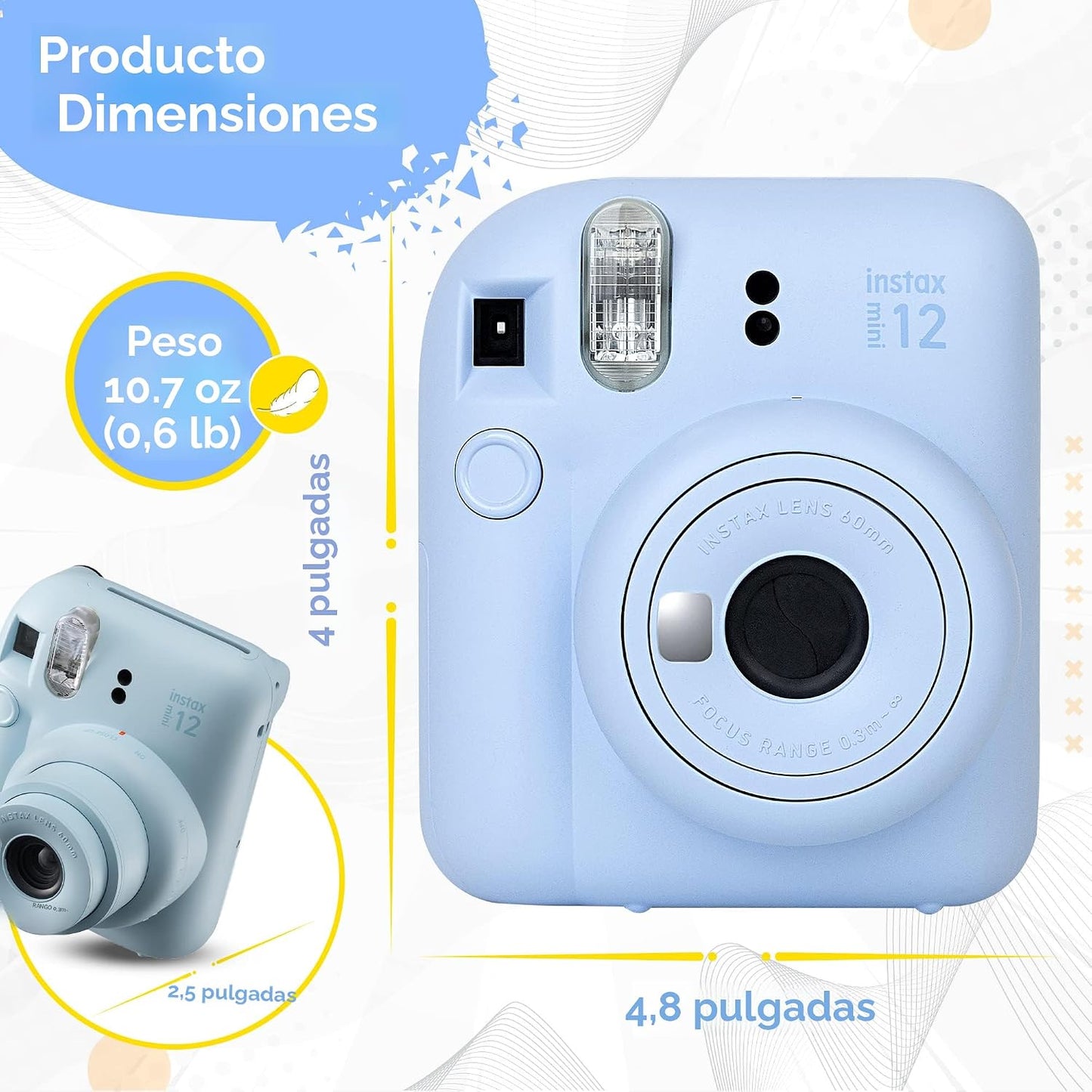 Fujifilm Instax Mini 12 cámara instantánea verde menta y 60 hojas d...