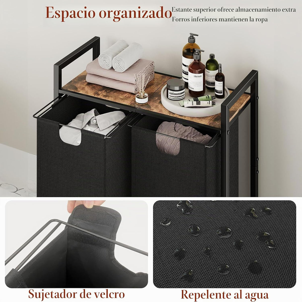 Kitstorack Organizador de Cesta de Lavandería, Cesta de Ropa con Es...