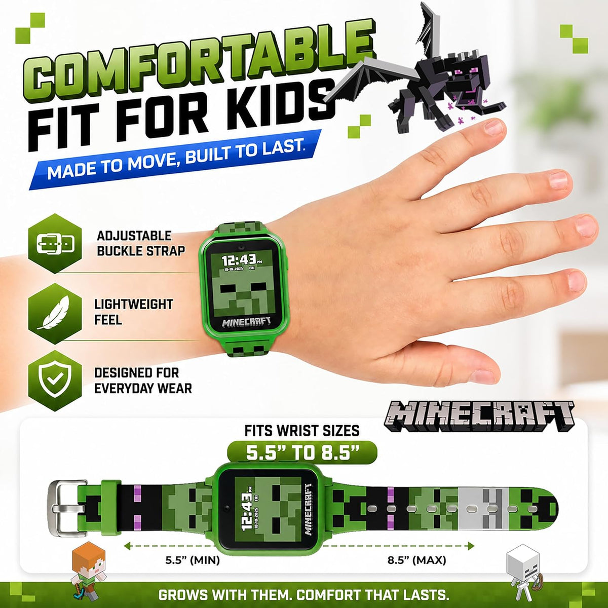 Minecraft - Reloj inteligente para niños, reloj interactivo con pan...