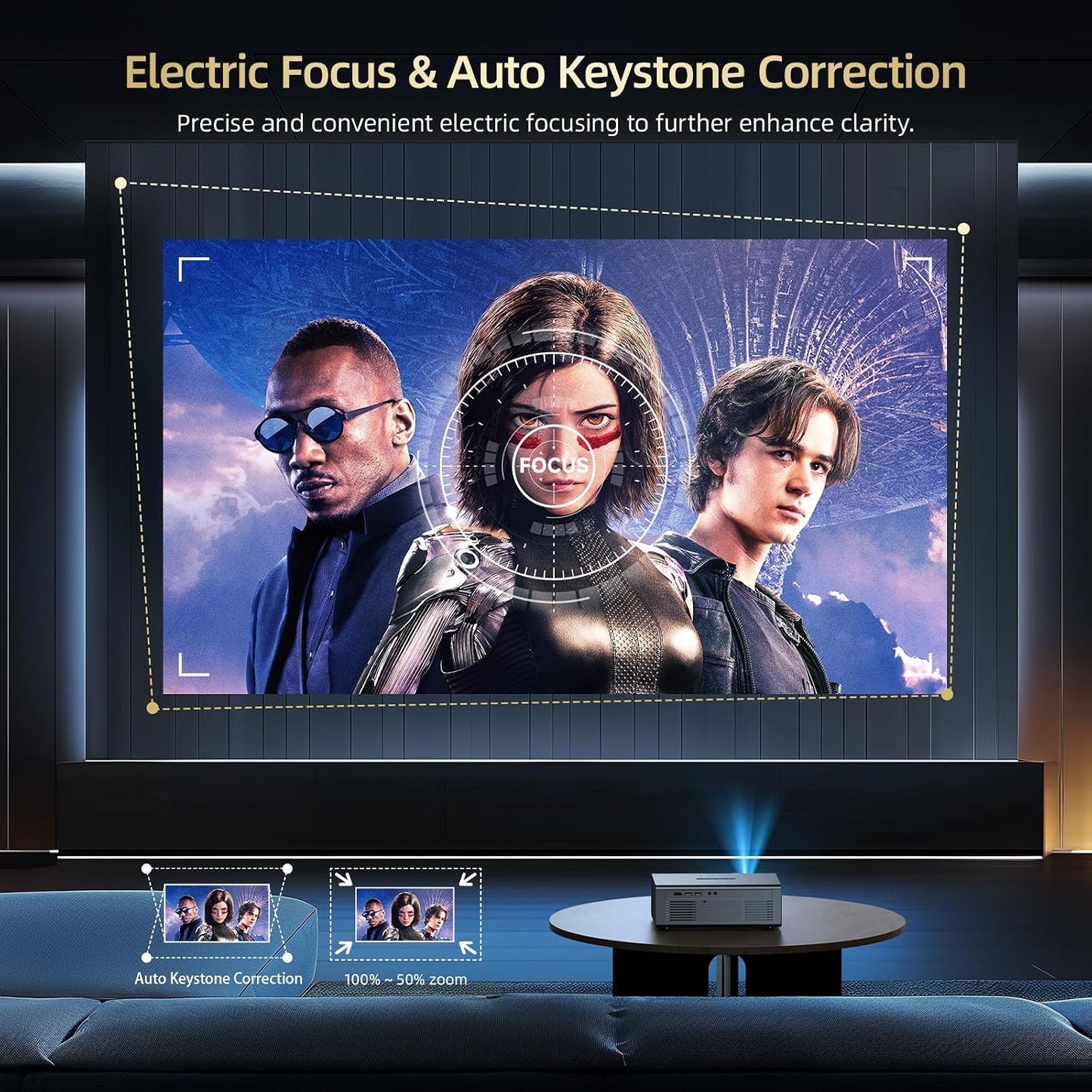 Proyector para exteriores con WiFi6 y Bluetooth5.3 Mini proyectores...