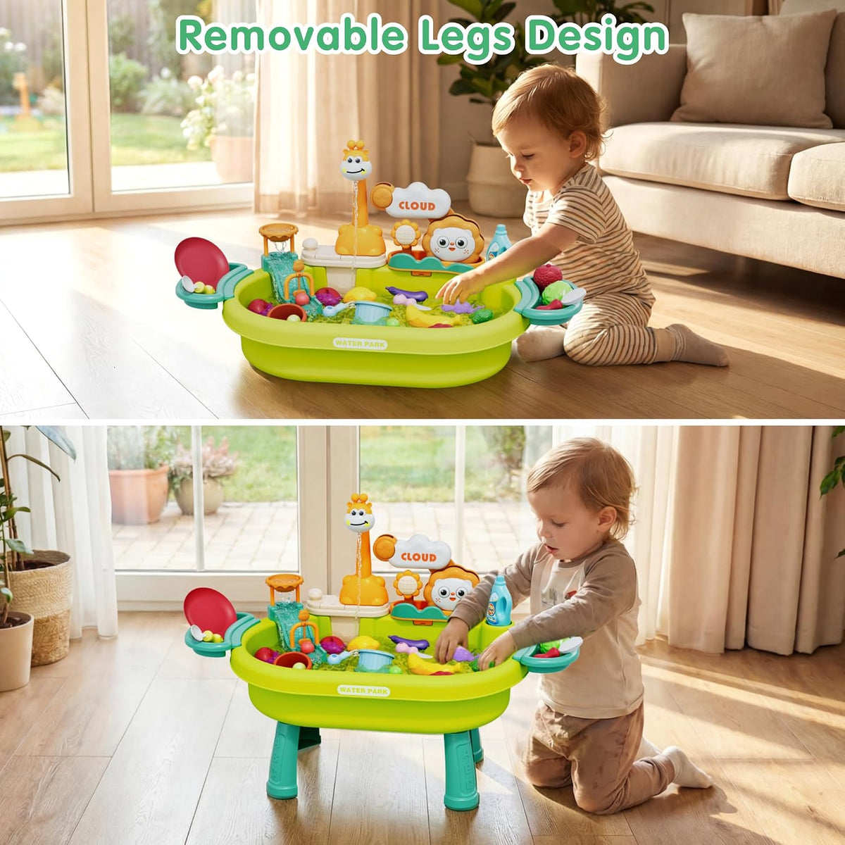 Juguetes de mesa de arena y agua para niños pequeños, fregadero de...