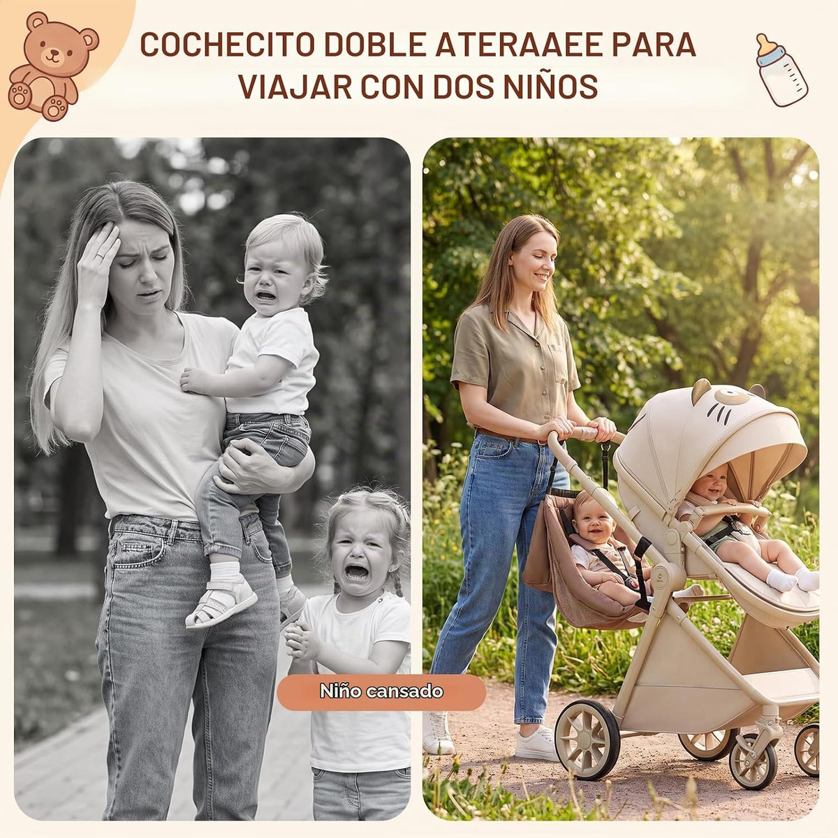 Hamaca de cochecito extra para niños pequeños, alternativa para tab...