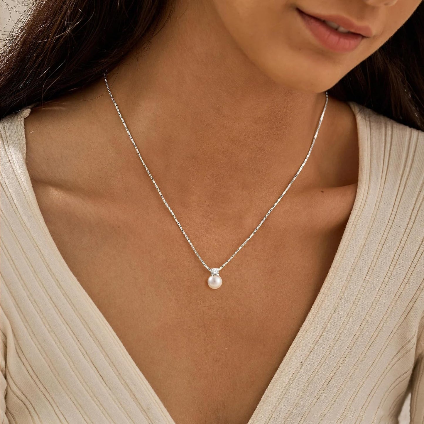 WFYOU Collares de perlas para mujer, collar de perlas redondas de a...