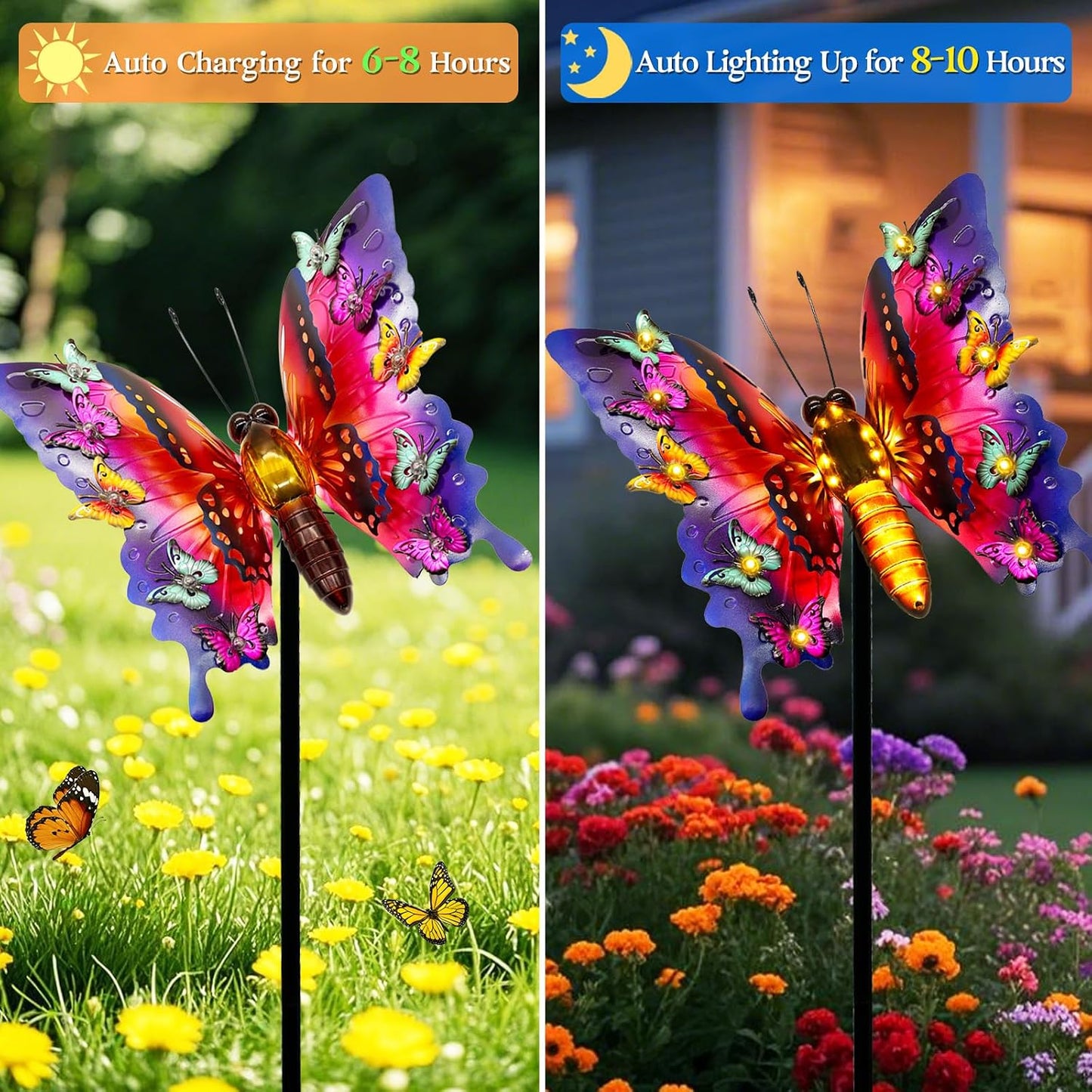 ANGMLN Luces solares de jardín, decoración de jardín de mariposa pa...