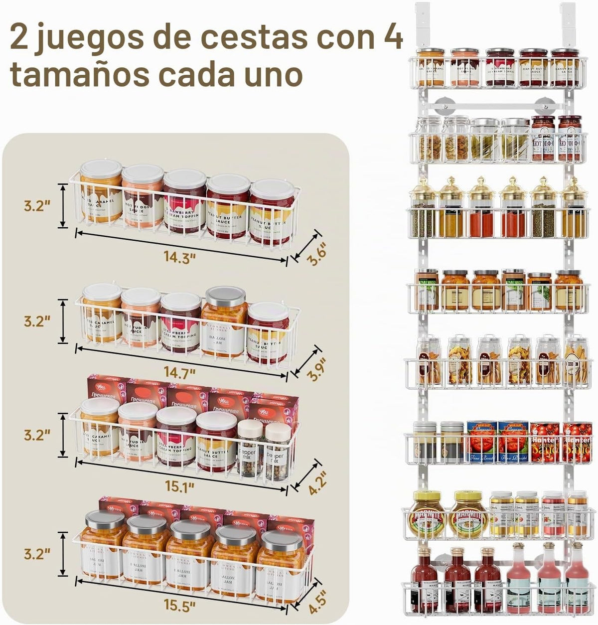 Delamu Organizador Ajustable para Puerta de Gabinete, Organizador d...