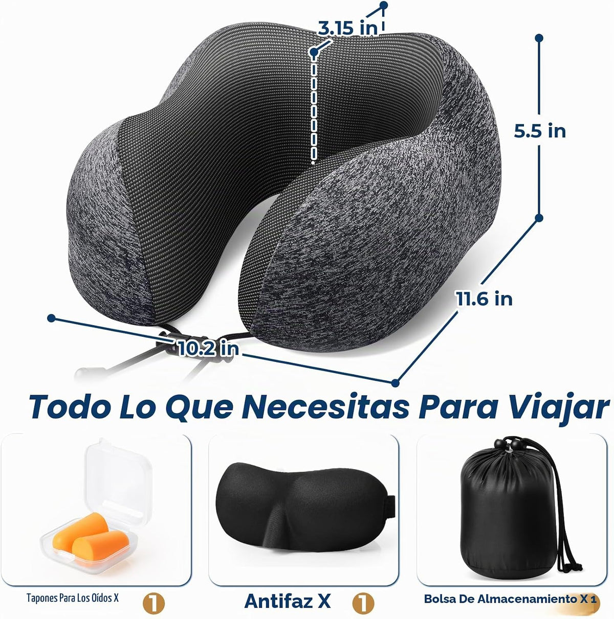 ExploreBliss Almohada de Viaje, Almohadas de Viaje para Dormir en A...
