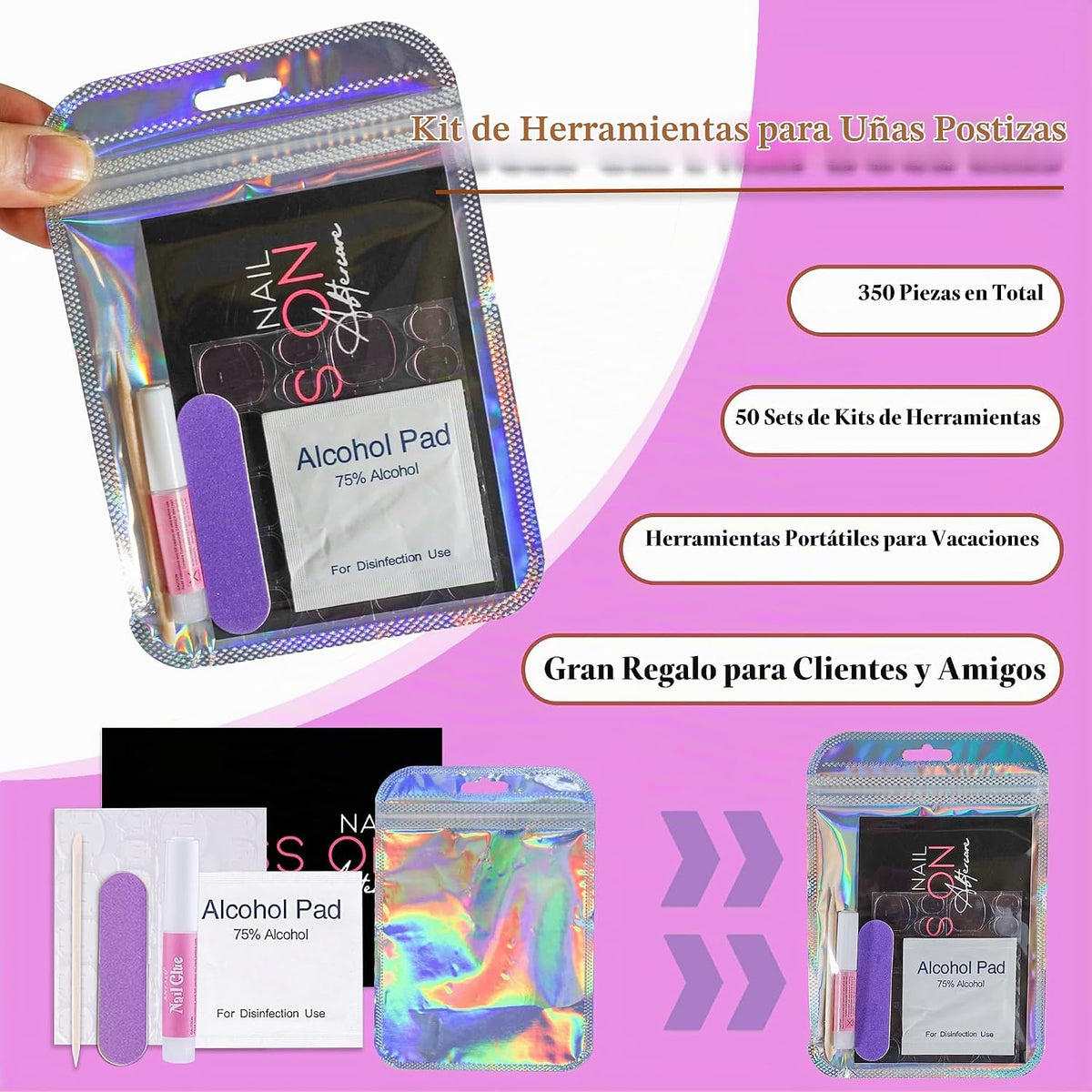 Kit de herramientas de uñas postizas para negocios de uñas, kit des...