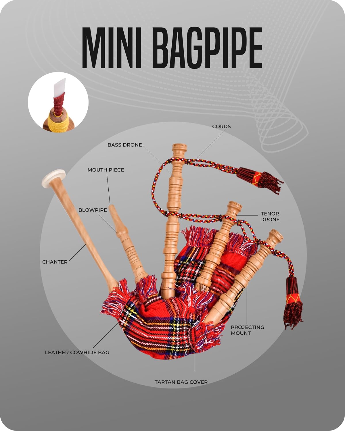 Mini gaita miniatura, gaita de palisandro para principiantes, juego...