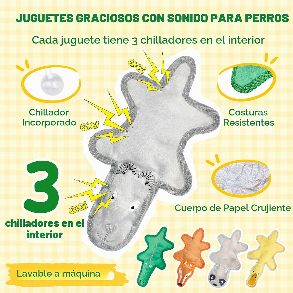COPHCY Juguetes chirriantes para perros sin relleno, 1 juguete mast...