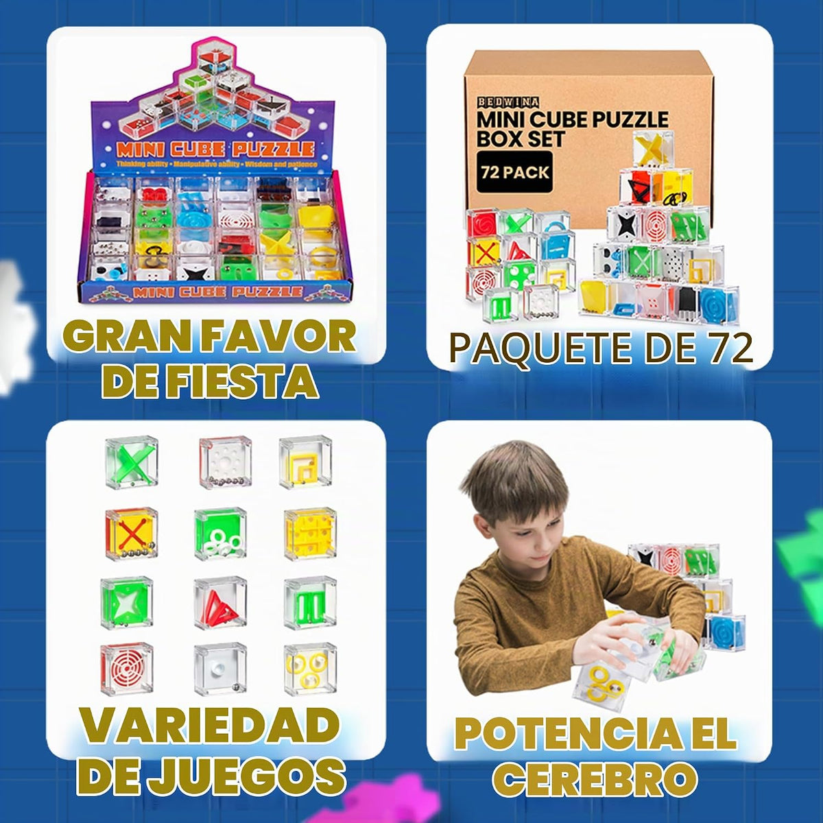 Mini Cube Puzzle Games (paquete de 72) 3D Brain Teaser Laberinto Ba...