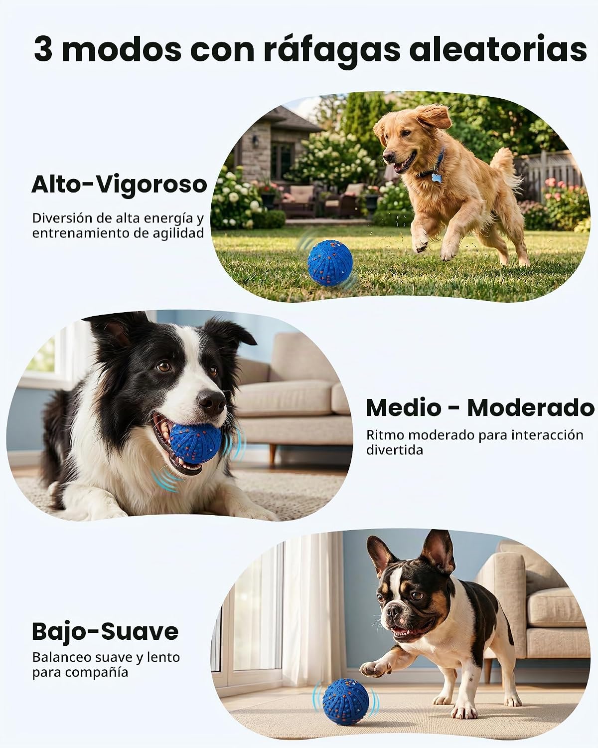Juguetes interactivos para perros, juguete automático de bola rodan...